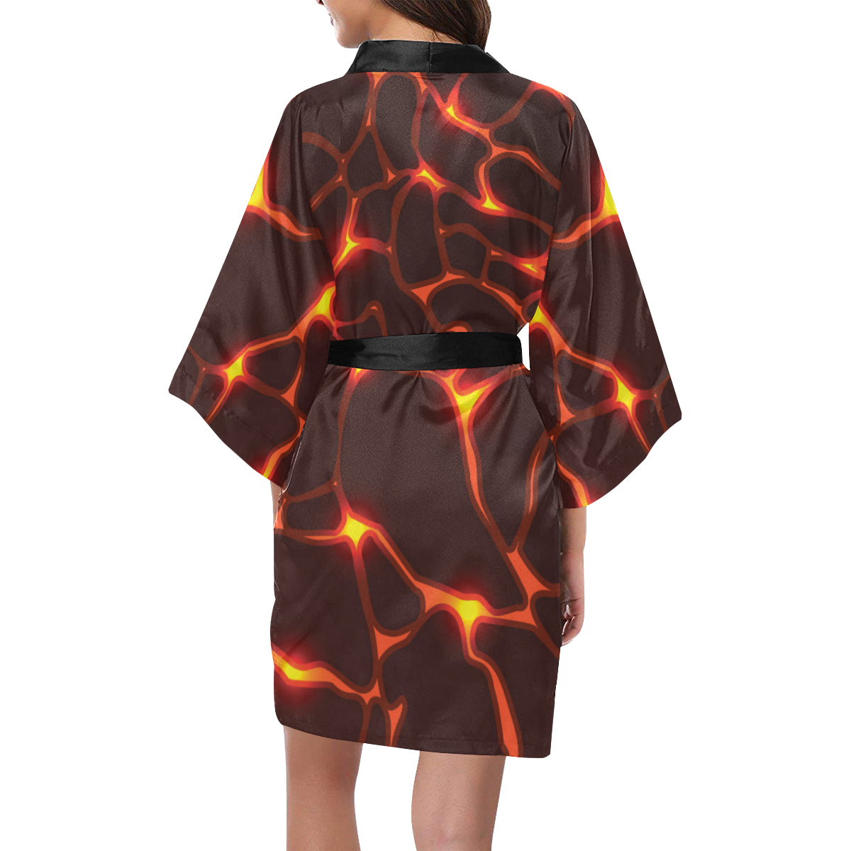 Lava Pattern Print Design 01 Women's Short Kimono