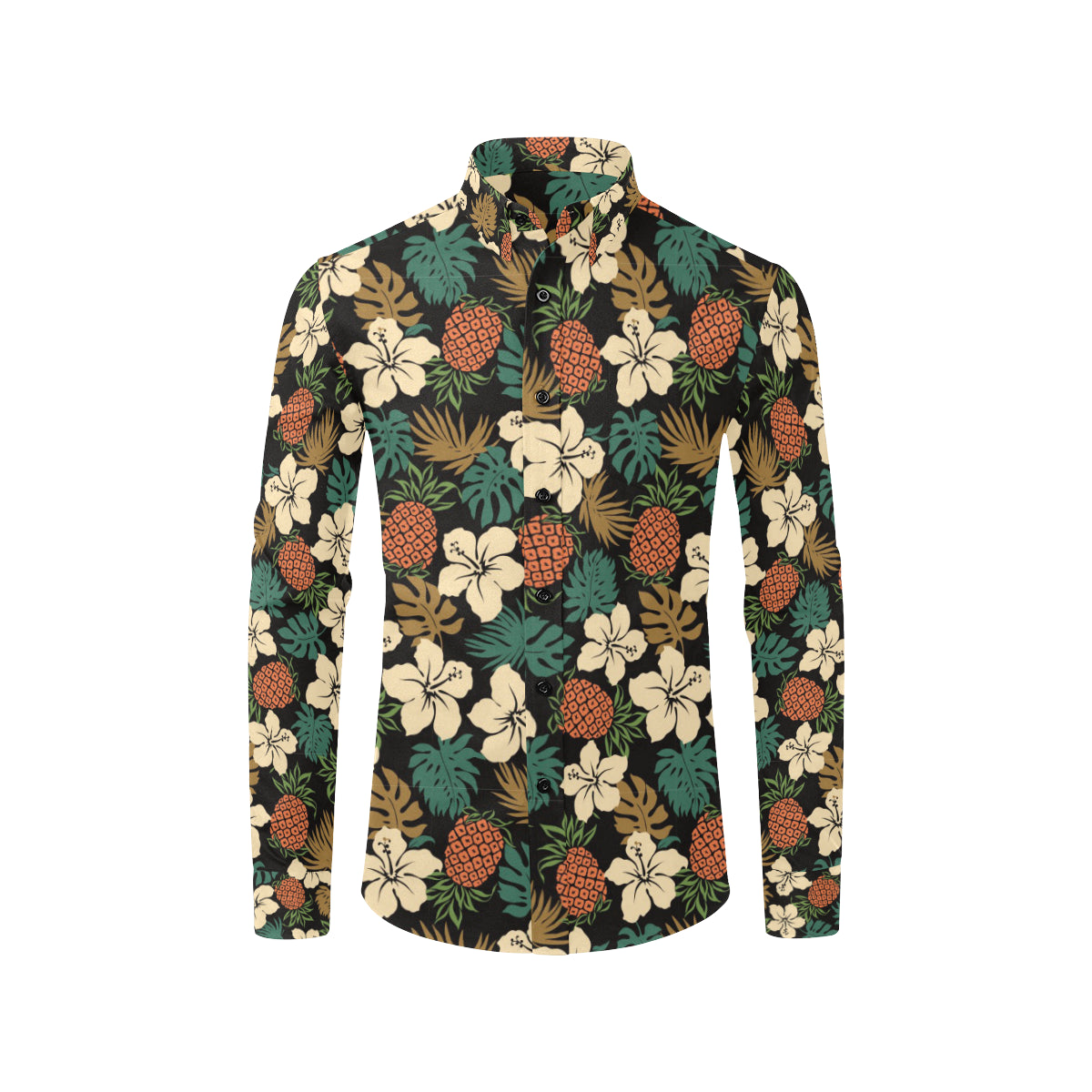Hawaiian Themed Pattern Print Design H08 Men's Long Sleeve Shirt
