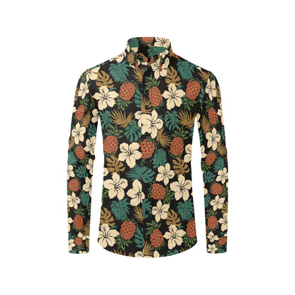 Hawaiian Themed Pattern Print Design H08 Men's Long Sleeve Shirt