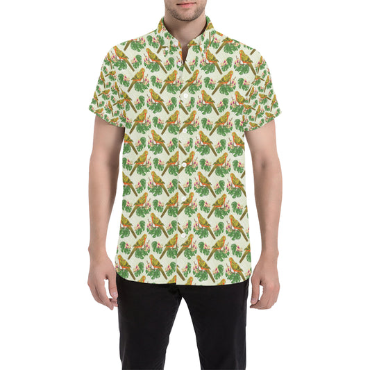 Conures Pattern Print Design 01 Men's Short Sleeve Button Up Shirt