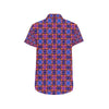 kaleidoscope Purple Orange Print Design Men's Short Sleeve Button Up Shirt