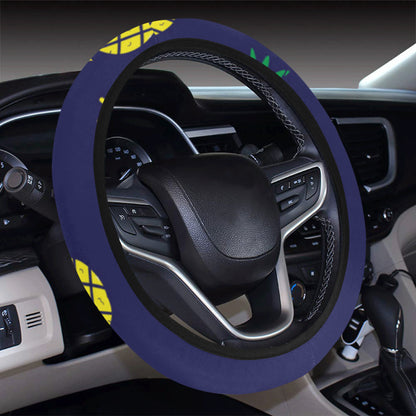 Pineapple Pattern Print Design A01 Steering Wheel Cover with Elastic Edge
