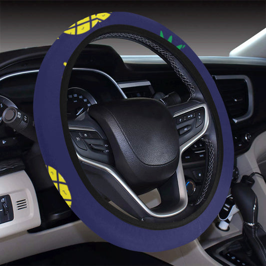Pineapple Pattern Print Design A01 Steering Wheel Cover with Elastic Edge