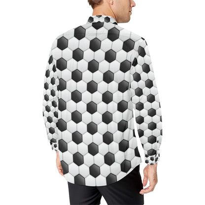 Soccer Ball Texture Print Pattern Men's Long Sleeve Shirt