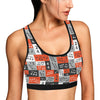 Music Note Design Themed Print Sports Bra