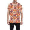 Ganesha Indian Pattern Print Design 02 Men's Short Sleeve Button Up Shirt