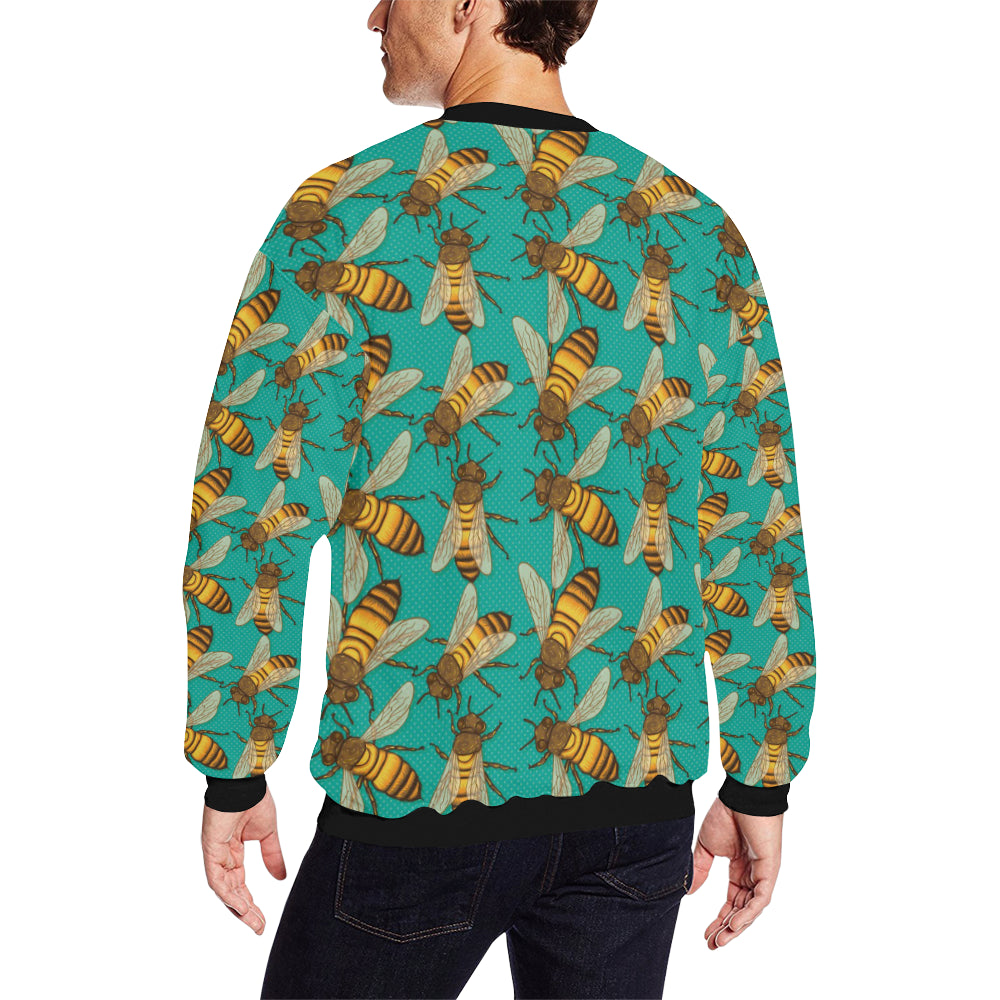Bee Pattern Print Design BEE04 Men Long Sleeve Sweatshirt