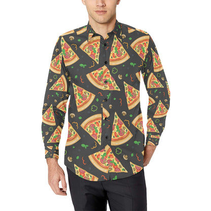 Pizza Pattern Print Design A02 Men's Long Sleeve Shirt
