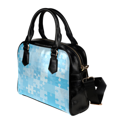 Puzzle Blue Pattern Print Design A04 Shoulder Handbag