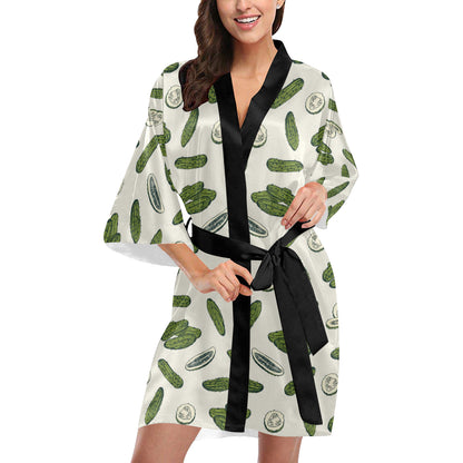 Cucumber Pattern Print Design CC05 Women's Short Kimono