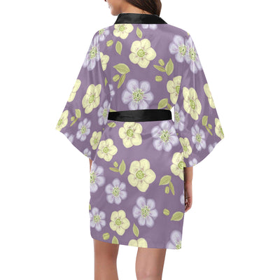 Anemone Pattern Print Design AM013 Women Kimono Robe