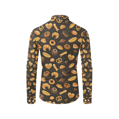 Bread Pattern Print Design 05 Men's Long Sleeve Shirt