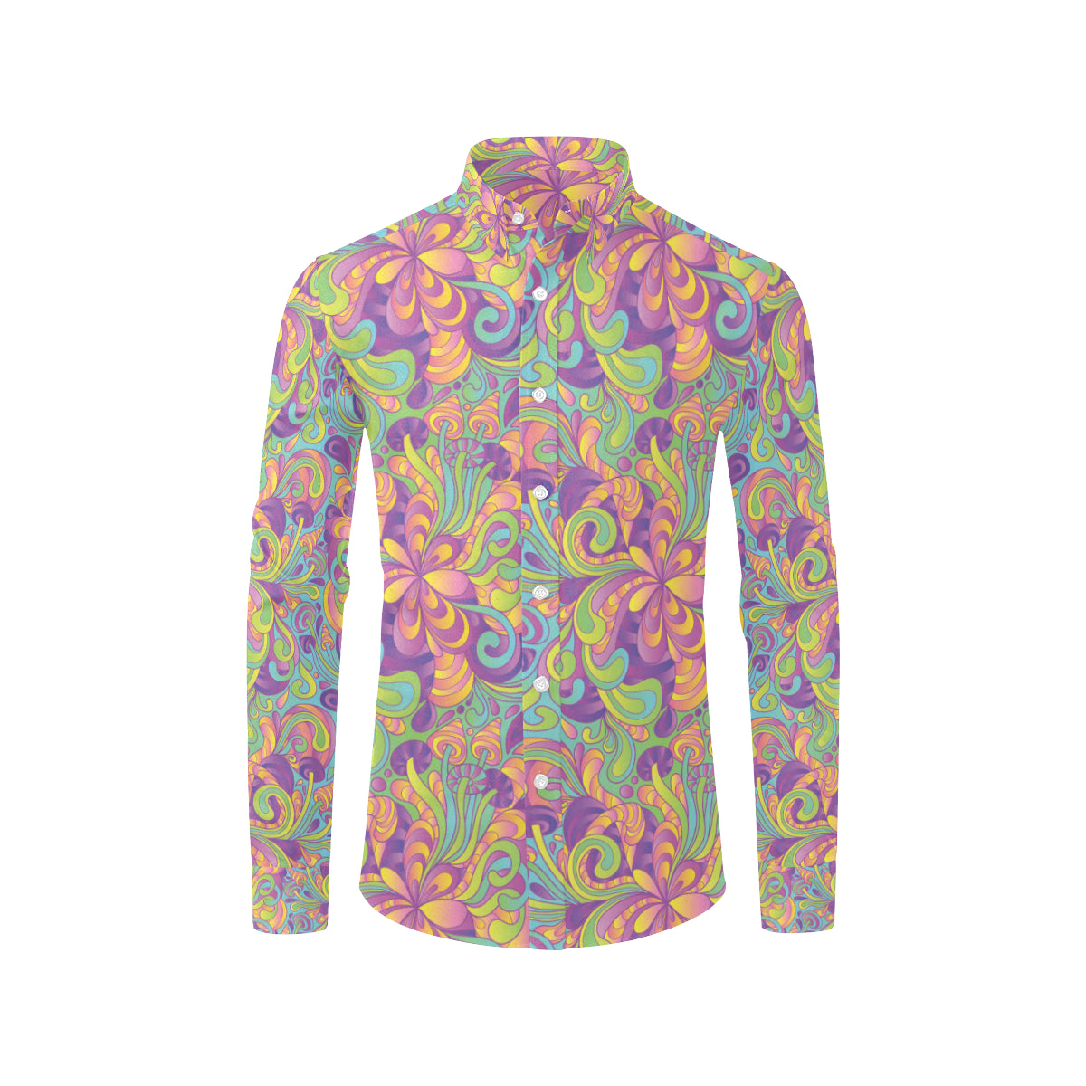 Psychedelic Mushroom Pattern Print Design A05 Men's Long Sleeve Shirt