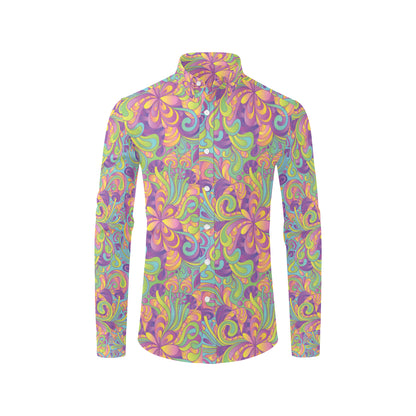 Psychedelic Mushroom Pattern Print Design A05 Men's Long Sleeve Shirt