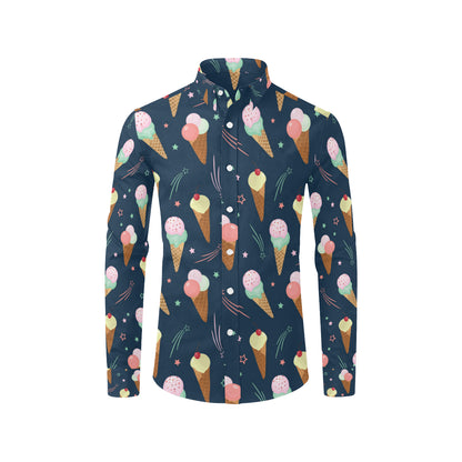 Ice Cream Pattern Print Design 04 Men's Long Sleeve Shirt