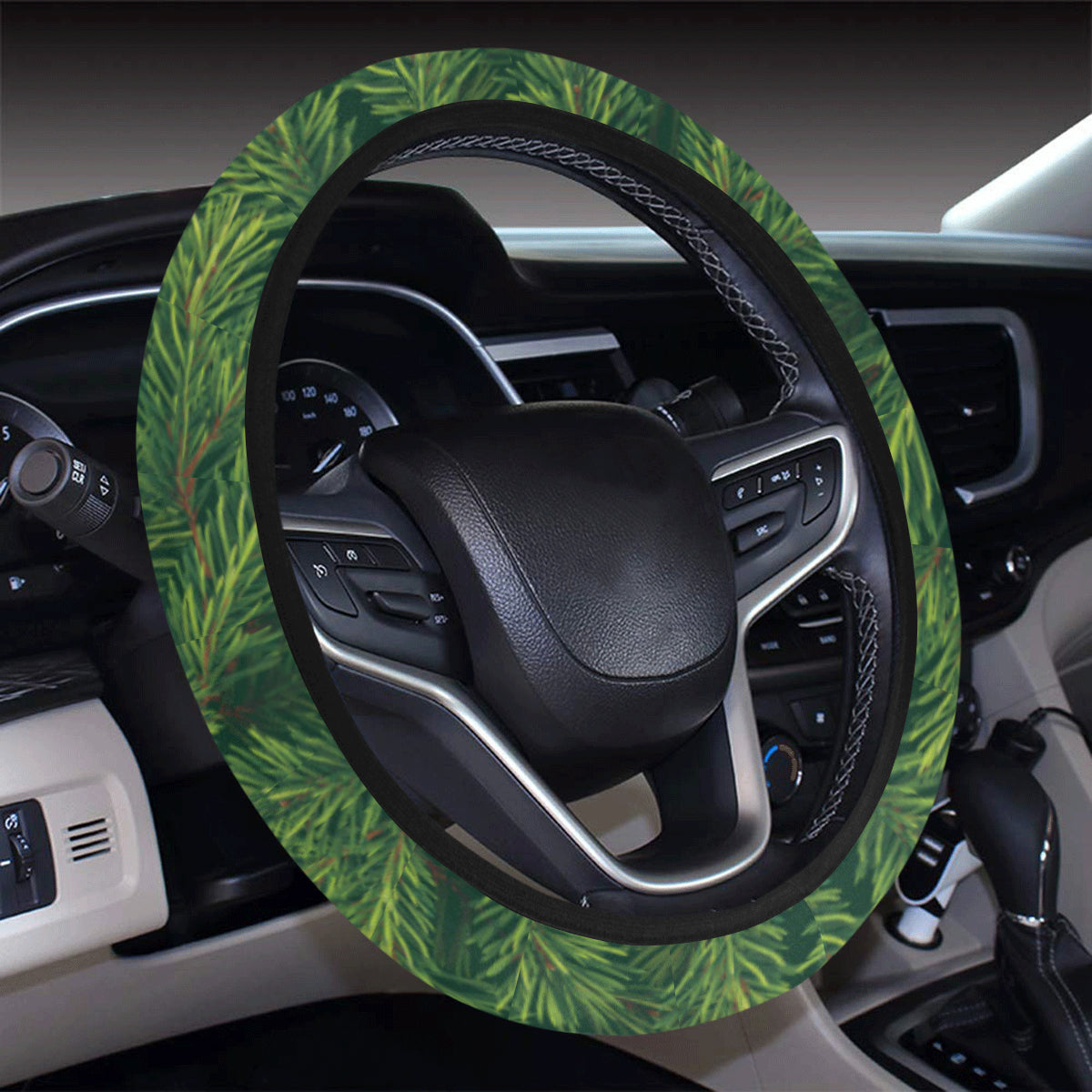 Christmas Tree Pattern Print Design 02 Steering Wheel Cover with Elastic Edge