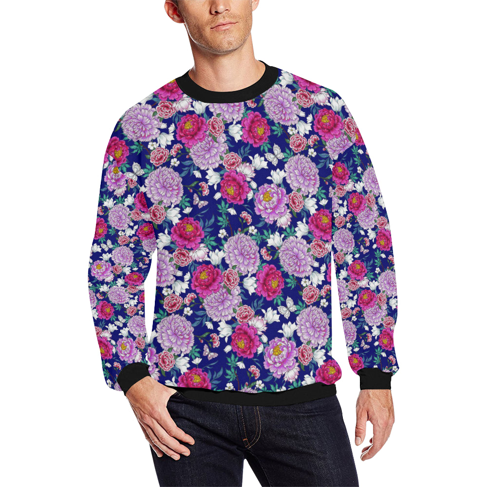 Dahlia Pattern Print Design DH013 Men Long Sleeve Sweatshirt