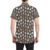 Alpaca Cute Design Themed Print Men's Short Sleeve Button Up Shirt