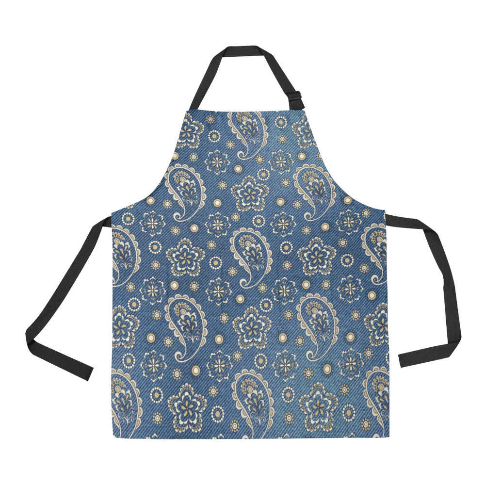 Jean Paisley Pattern Print Design 01 Apron with Pocket