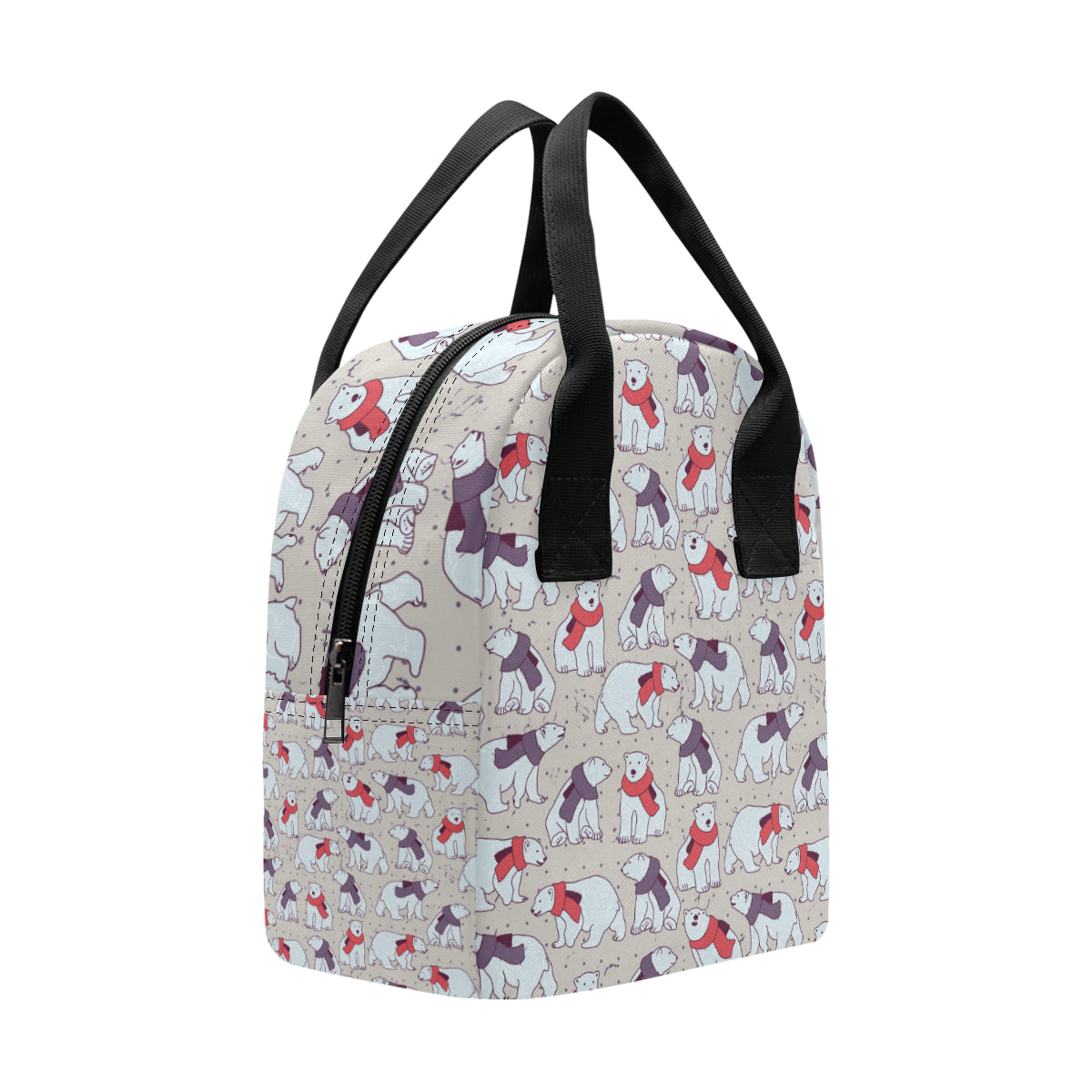 Polar Bear Pattern Print Design PB04 Insulated Lunch Bag