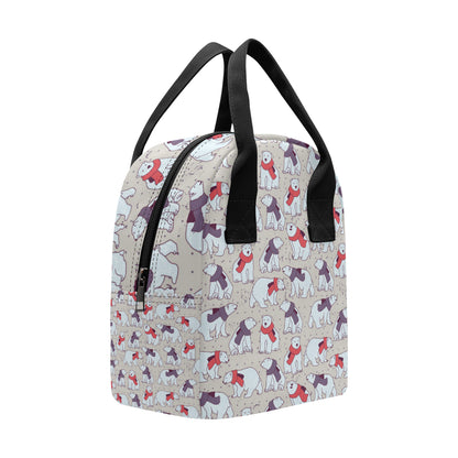 Polar Bear Pattern Print Design PB04 Insulated Lunch Bag