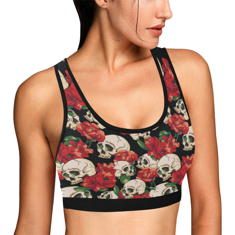 Skull Red Rose Sports Bra