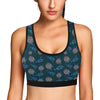 Sea Turtle Hand Drawn Blue Print Sports Bra