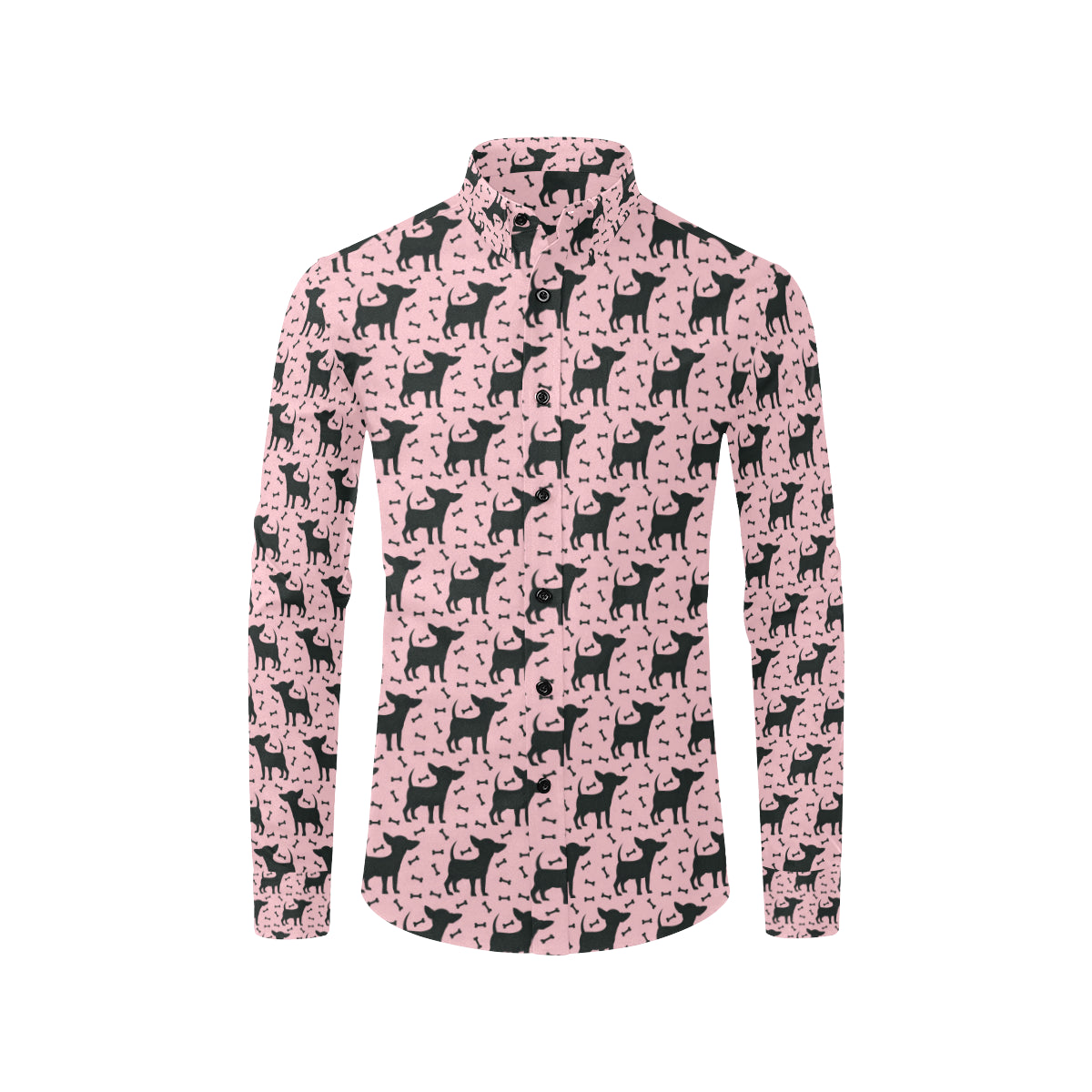 Chihuahua Pink Print Pattern Men's Long Sleeve Shirt
