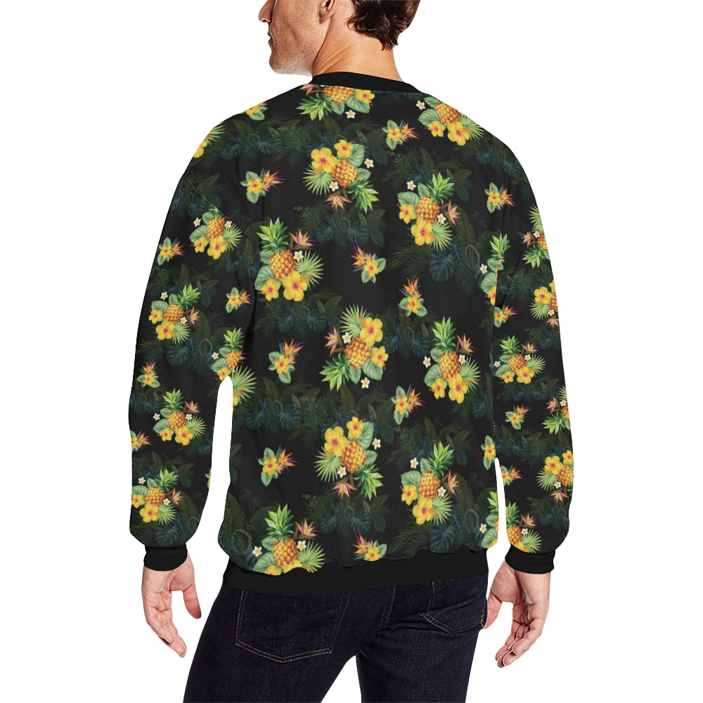 Pineapple Tropical Flower Print Pattern Men Long Sleeve Sweatshirt