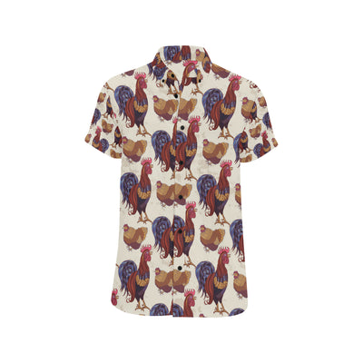 Rooster Pattern Print Design A03 Men's Short Sleeve Button Up Shirt