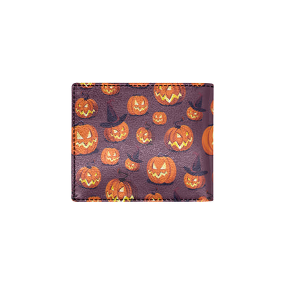 Halloween Pumpkin Pattern Print Design 03 Men's ID Card Wallet