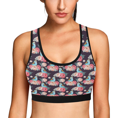 Bluebird Pattern Print Design 02 Sports Bra