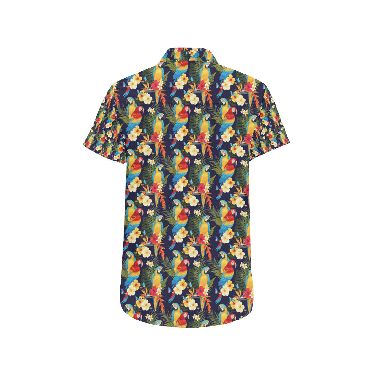 Parrot Themed Design Men's Short Sleeve Button Up Shirt