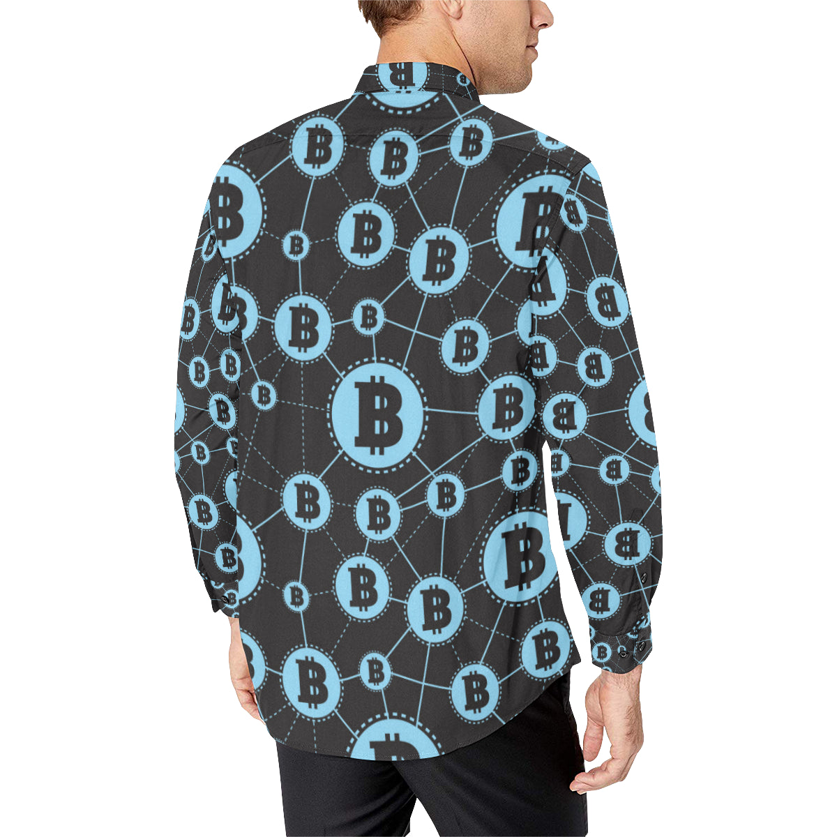 Cryptocurrency Pattern Print Design 02 Men's Long Sleeve Shirt