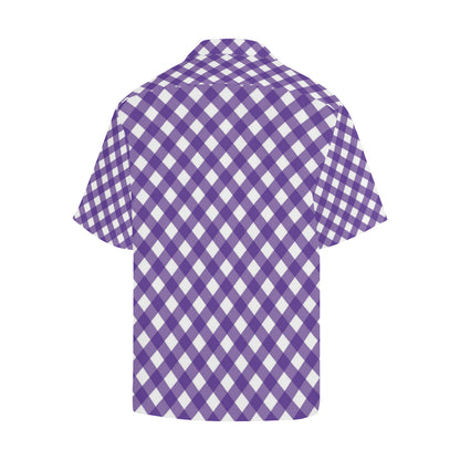 Gingham Purple Pattern Print Design 03 Men's Hawaiian Shirt