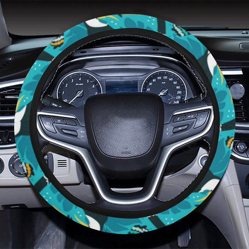 Toucan Parrot Pattern Print Steering Wheel Cover with Elastic Edge