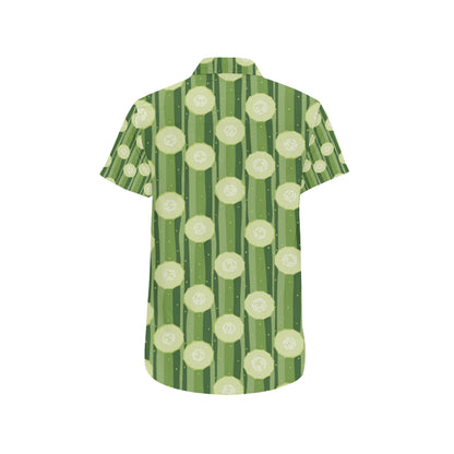Cucumber Pattern Print Design CC03 Men's Short Sleeve Button Up Shirt