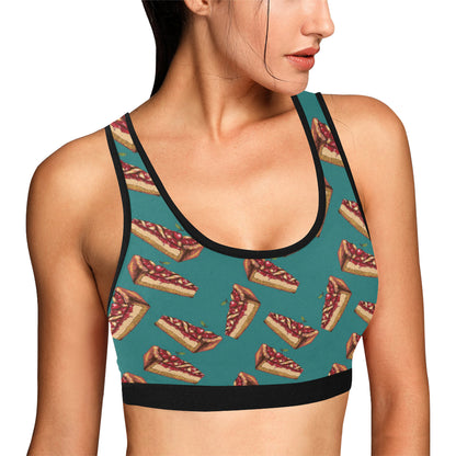Cheesecake Cherry Pattern Print Design CK03 Sports Bra