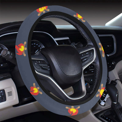 Campfire Pattern Print Design 02 Steering Wheel Cover with Elastic Edge