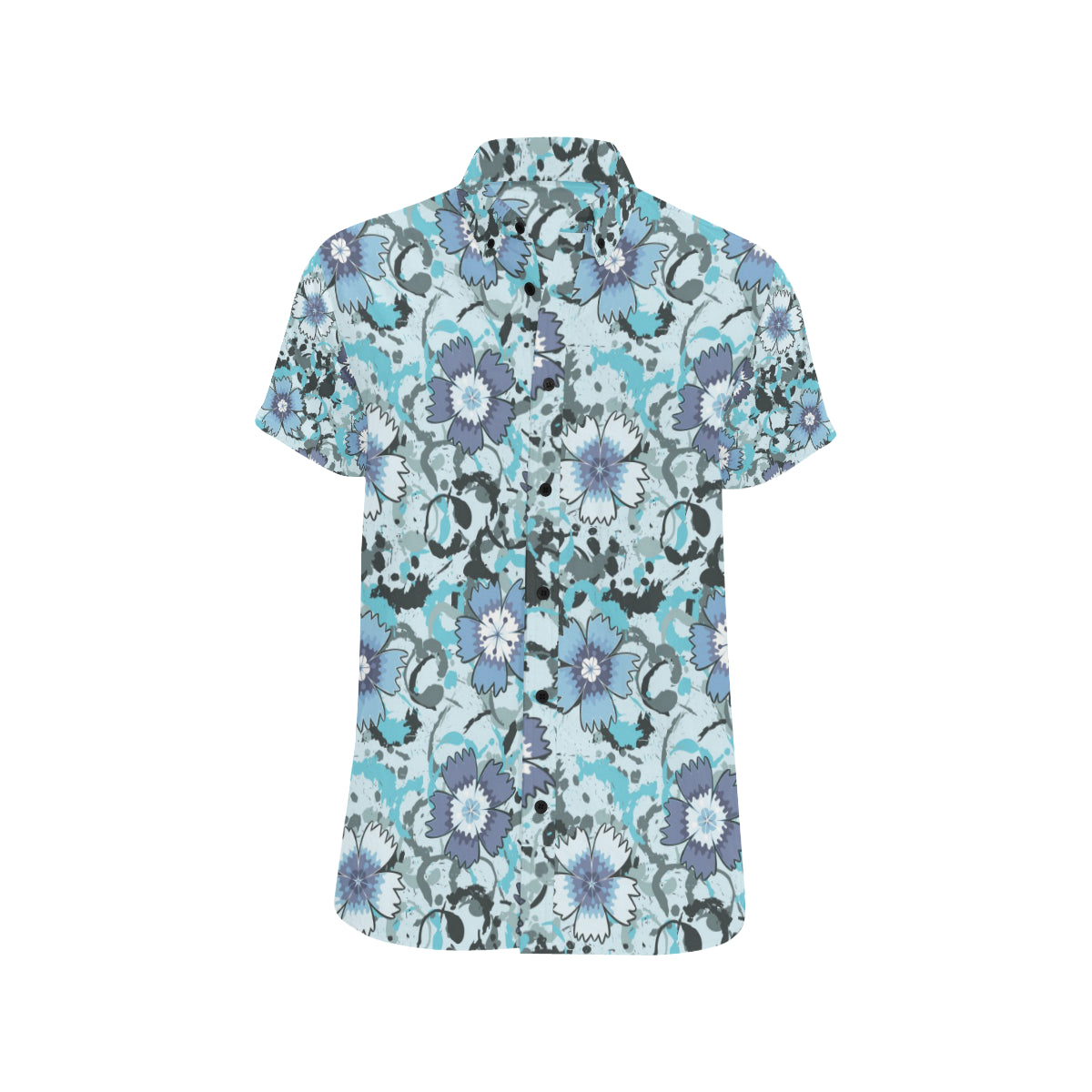 Carnations Pattern Print Design CN04 Men's Short Sleeve Button Up Shirt