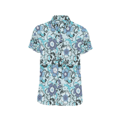 Carnations Pattern Print Design CN04 Men's Short Sleeve Button Up Shirt