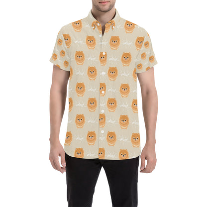 Pomeranians Pattern Print Design A04 Men's Short Sleeve Button Up Shirt