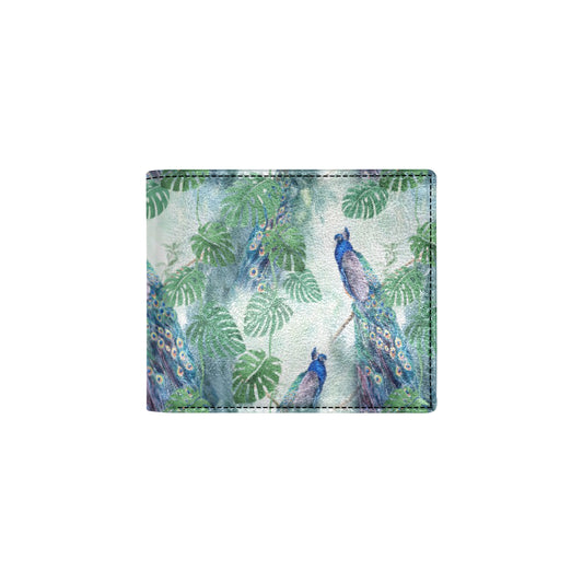 Peacock Pattern Print Design A02 Men's ID Card Wallet