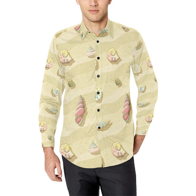 Beach with Seashell Theme Men's Long Sleeve Shirt