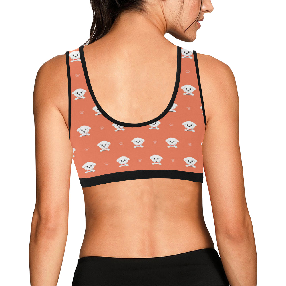 Bichons Frise Pattern Print Design 02 Sports Bra