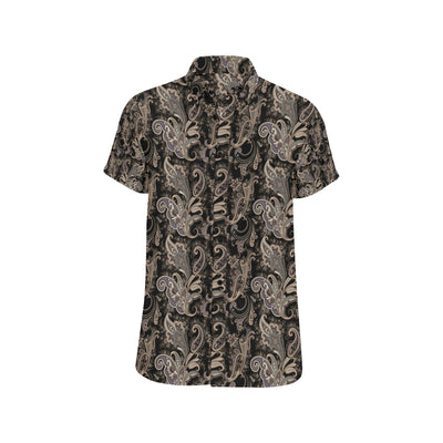 Paisley Mandala Design Print Men's Short Sleeve Button Up Shirt