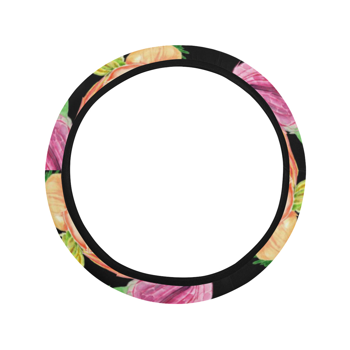 Amaryllis Pattern Print Design AL09 Steering Wheel Cover with Elastic Edge