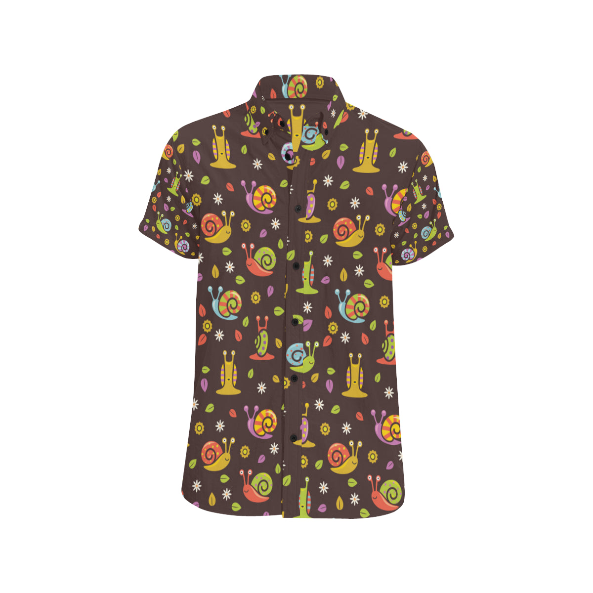 Snail Pattern Print Design 01 Men's Short Sleeve Button Up Shirt