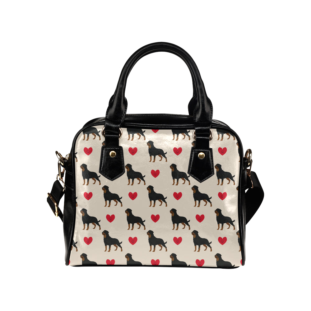 Rottweiler Pattern Print Design A02 Shoulder Handbag