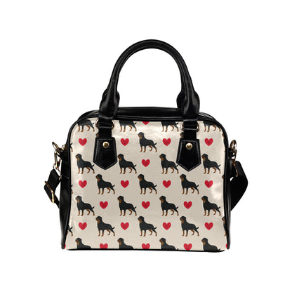 Rottweiler Pattern Print Design A02 Shoulder Handbag